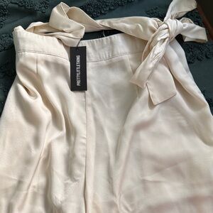 PrettyLittleThing Satin Belted Wide Leg Trousers